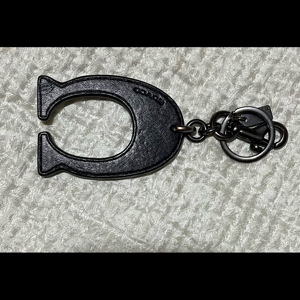 Black Sparkle Coach emblem signature C keychain